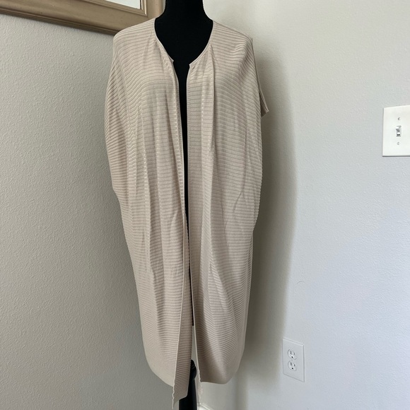 Lafayette 148 New York Ribbed Sleeveless Open Front Ribbed Cardigan - Picture 1 of 4
